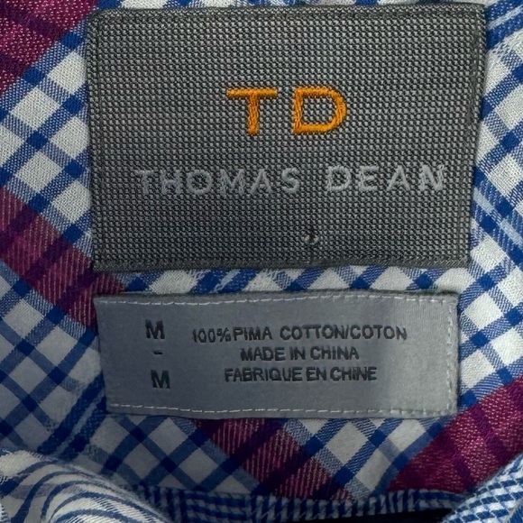 Thomas Dean Blue and Pink Casual Button Down Shirt - Picture 7 of 7
